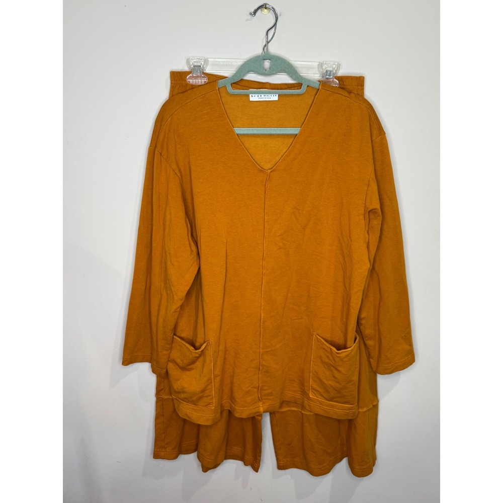 Bryn Walker Bamboo Organic Cotton Set Shirt S, Wide Leg Pants L, Burnt Orange